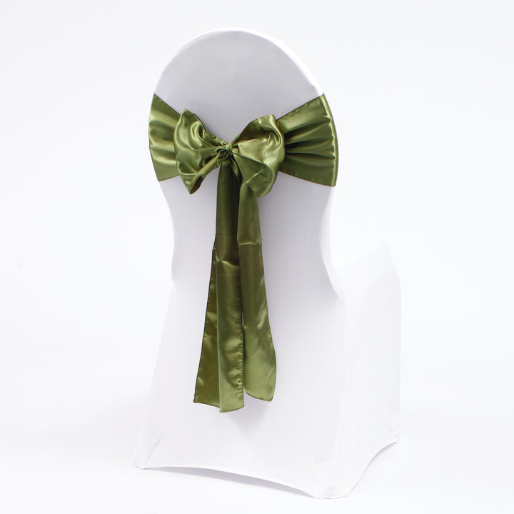 Satin Chair Sashes - Olive Green