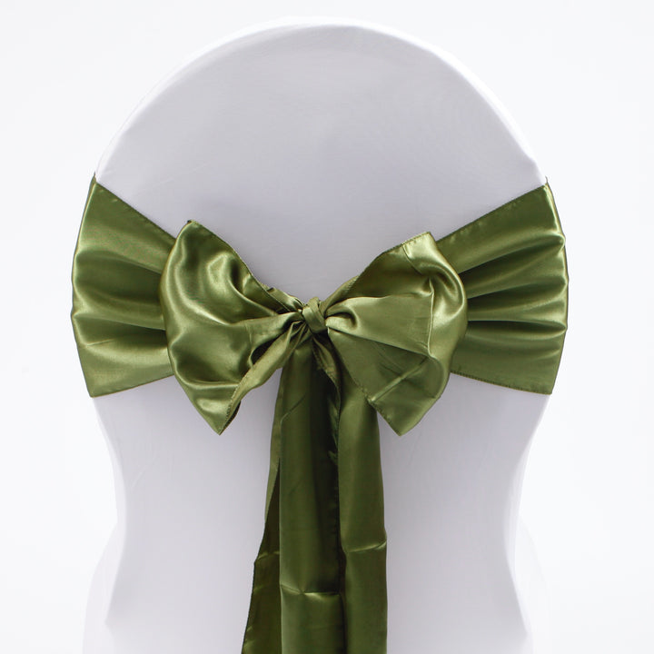 Satin Chair Sashes - Olive Green