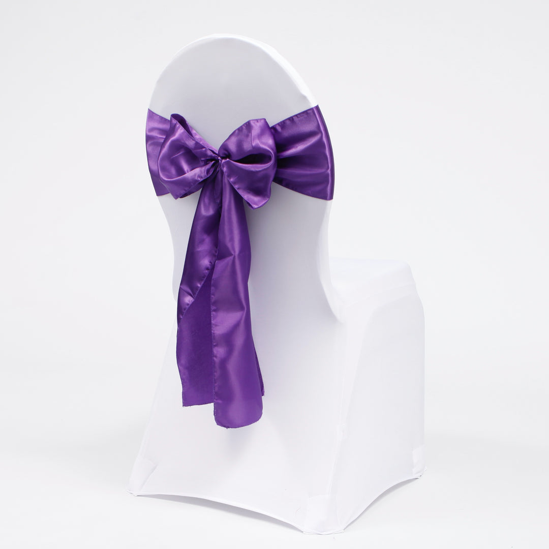 Satin Chair Sashes - Purple