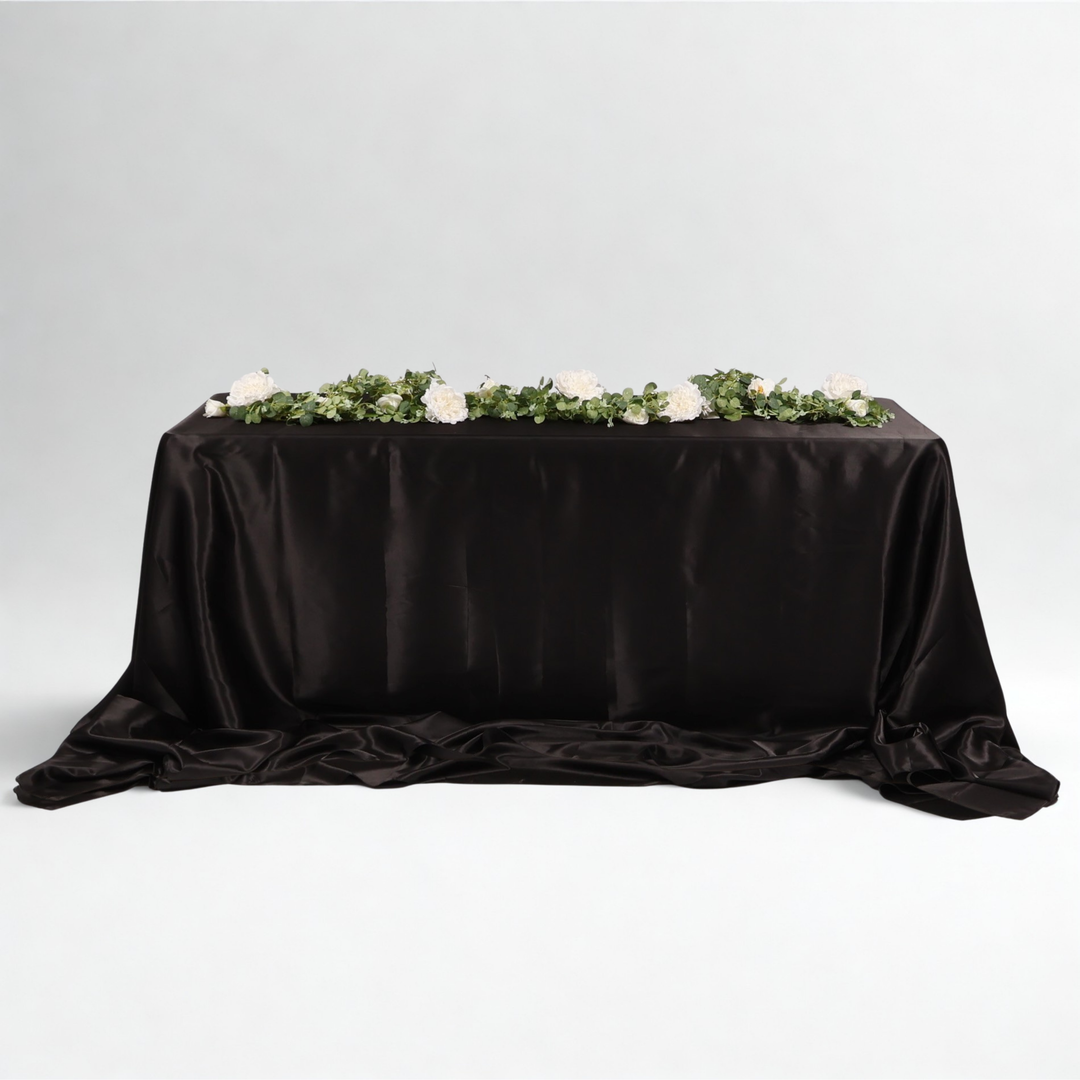 Satin Rectangle Tablecloth - Black (220x330cm)