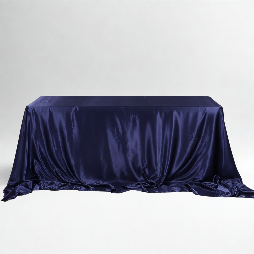 Satin Rectangle Tablecloth - Navy (220x330cm)