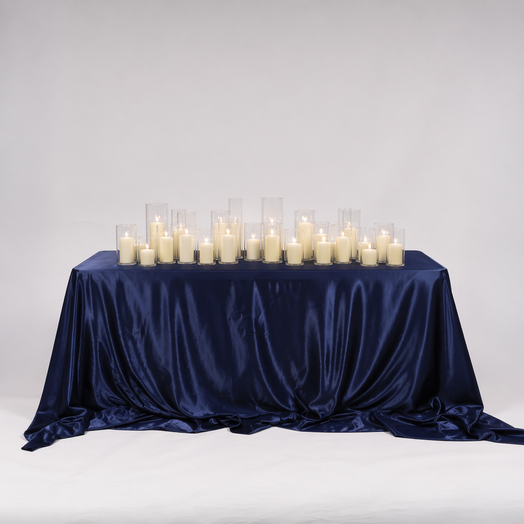 Satin Rectangle Tablecloth - Navy (220x330cm)