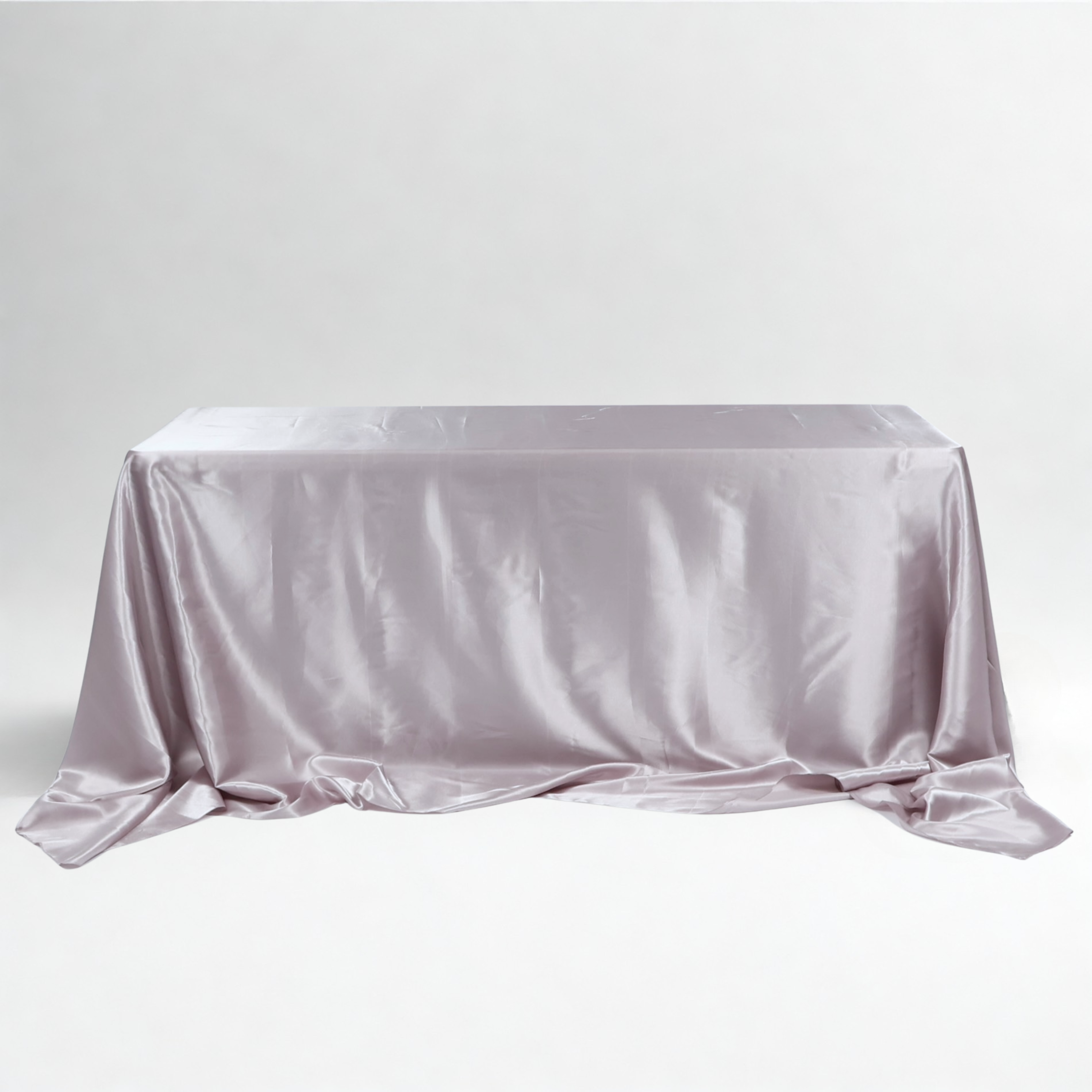 Shop Silver Satin Trestle Table Tablecloth (220cmx330cm) | Luna Wedding ...