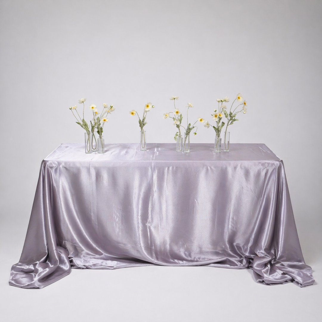 Satin Rectangle Tablecloth - Silver (220x330cm)