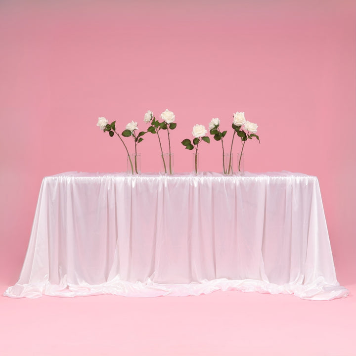 Ice Silk Satin Draping Tablecloth – White (1.5x3m)
