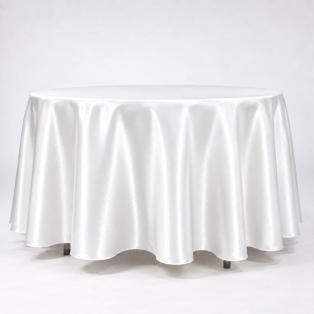 White Round SATIN Tablecloth (305cm)