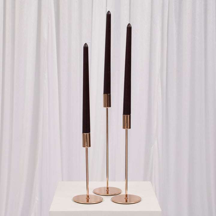 Taper Candles - Black, three with candle holders