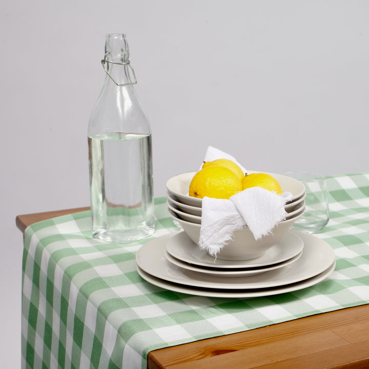 Green Checkered Tablecloth (153x259cm) table setting