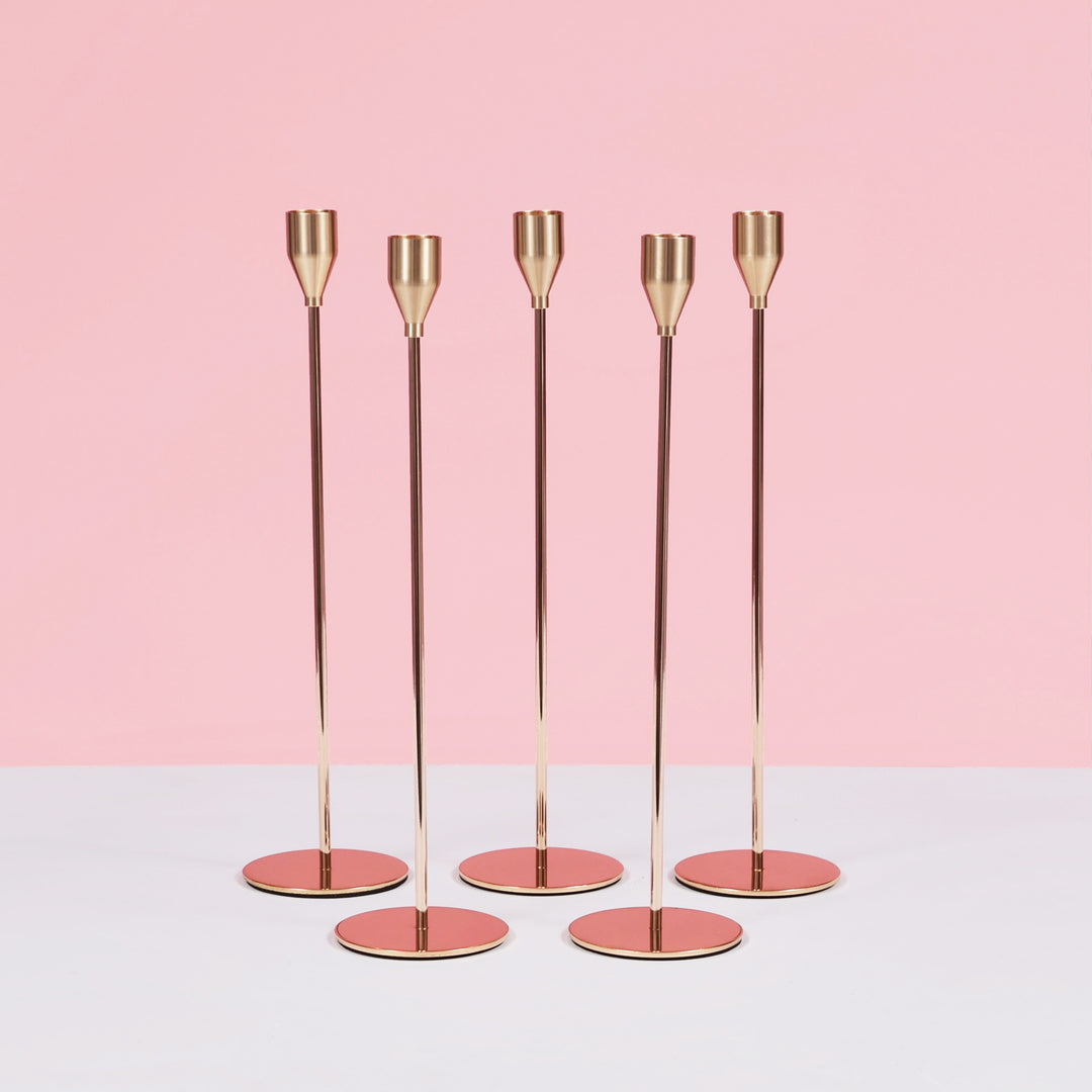 Taper Candle Holders Classic Flared Style - Gold (33cm)