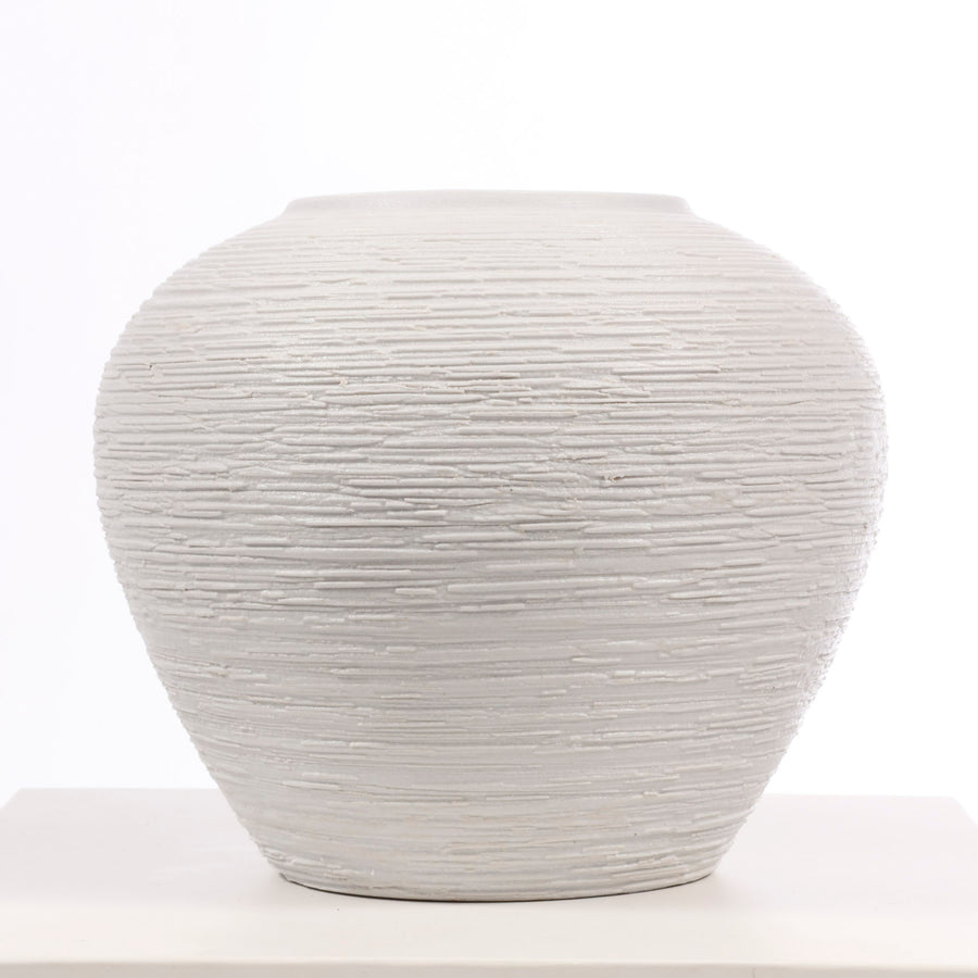 Textured Centrepiece Urn Shaped Vase - Light Grey (18x23cm) no flowers