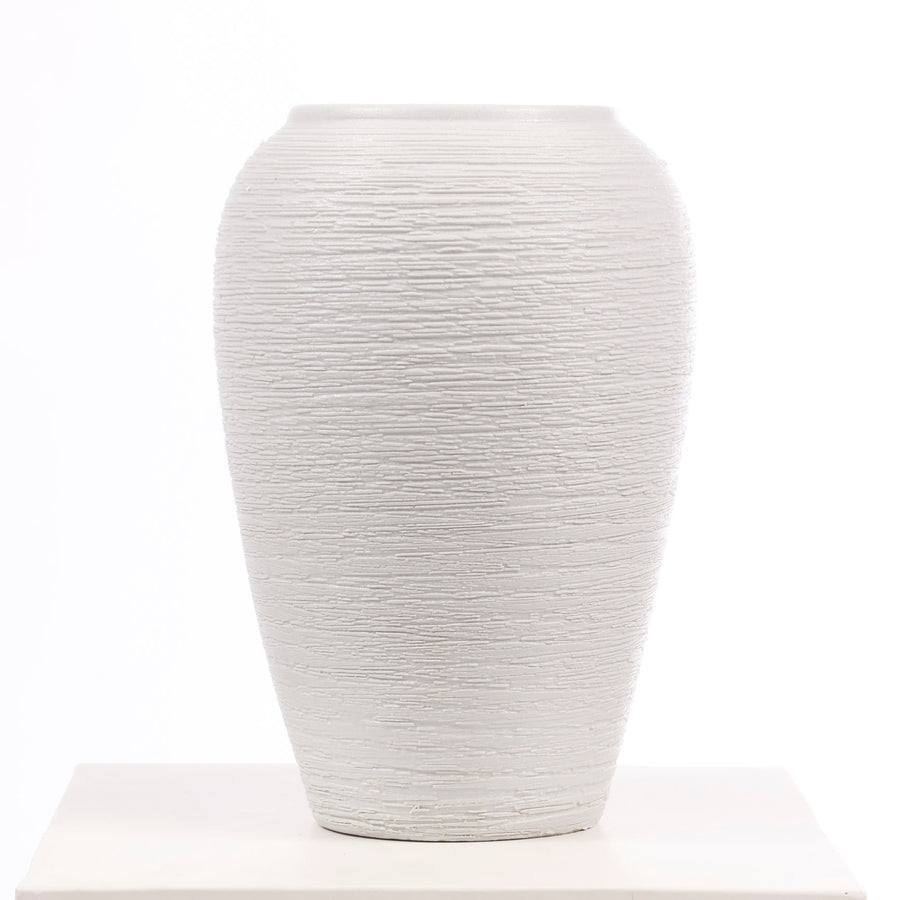 Textured Centrepiece Urn Shaped Vase - Light Grey (19x27cm) no flowers