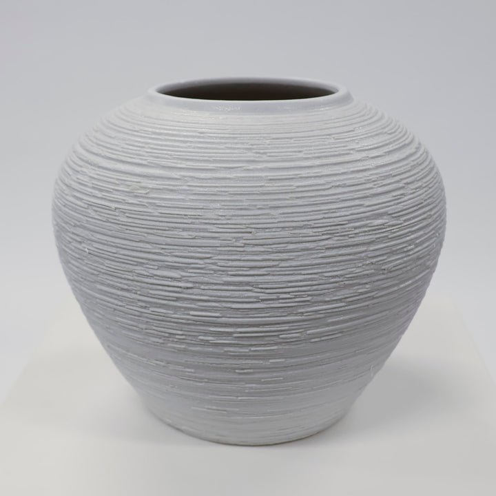 Textured Centrepiece Urn Shaped Vase - Light Grey (18x23cm)