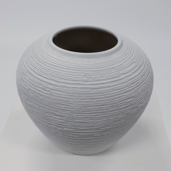 Textured Centrepiece Urn Shaped Vase - Light Grey (18x23cm)