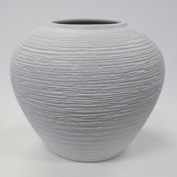 Textured Centrepiece Urn Shaped Vase - Light Grey (18x23cm)
