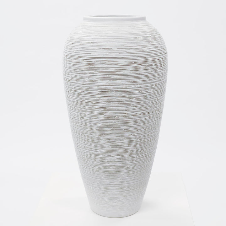 Textured Centrepiece Urn Shaped Vase - Light Grey (18x34cm)