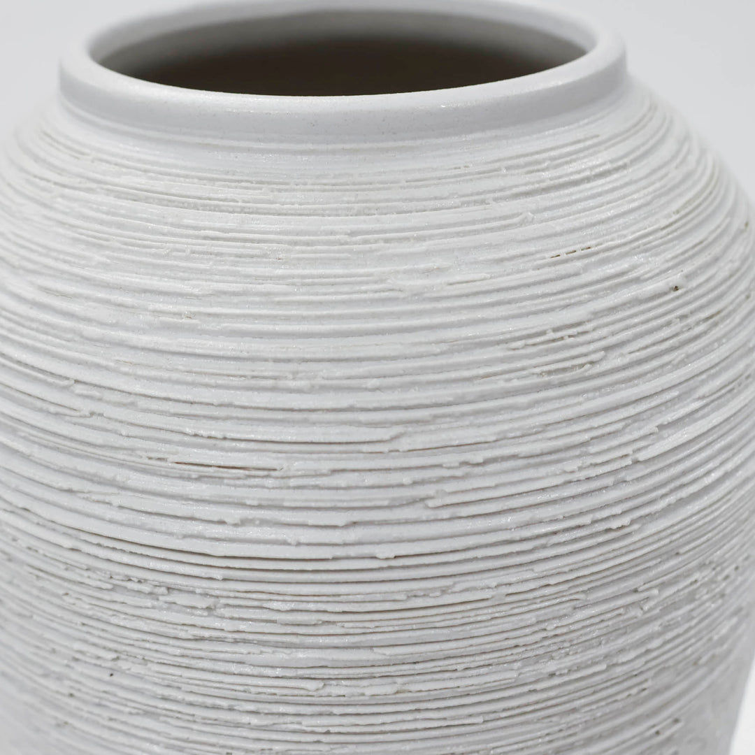 Textured Centrepiece Urn Shaped Vase - Light Grey (18x34cm)