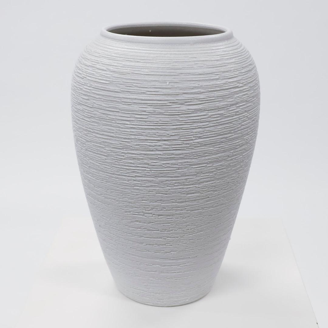 Textured Centrepiece Urn Shaped Vase - Light Grey (19x27cm)