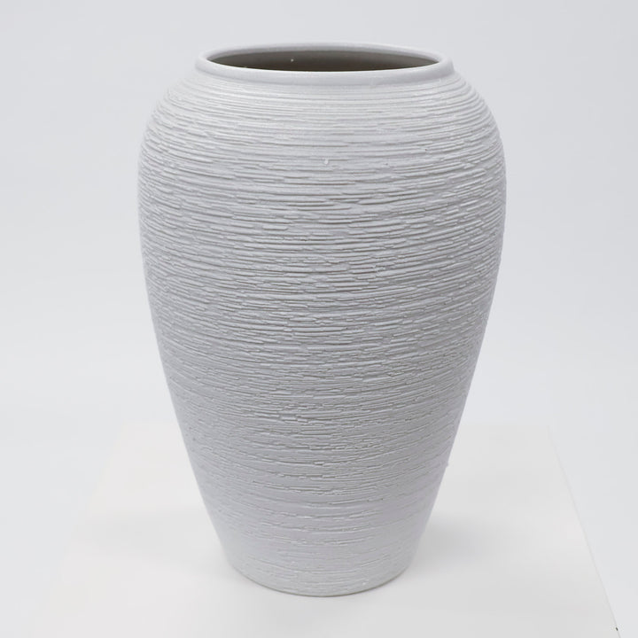 Textured Centrepiece Urn Shaped Vase - Light Grey (19x27cm)