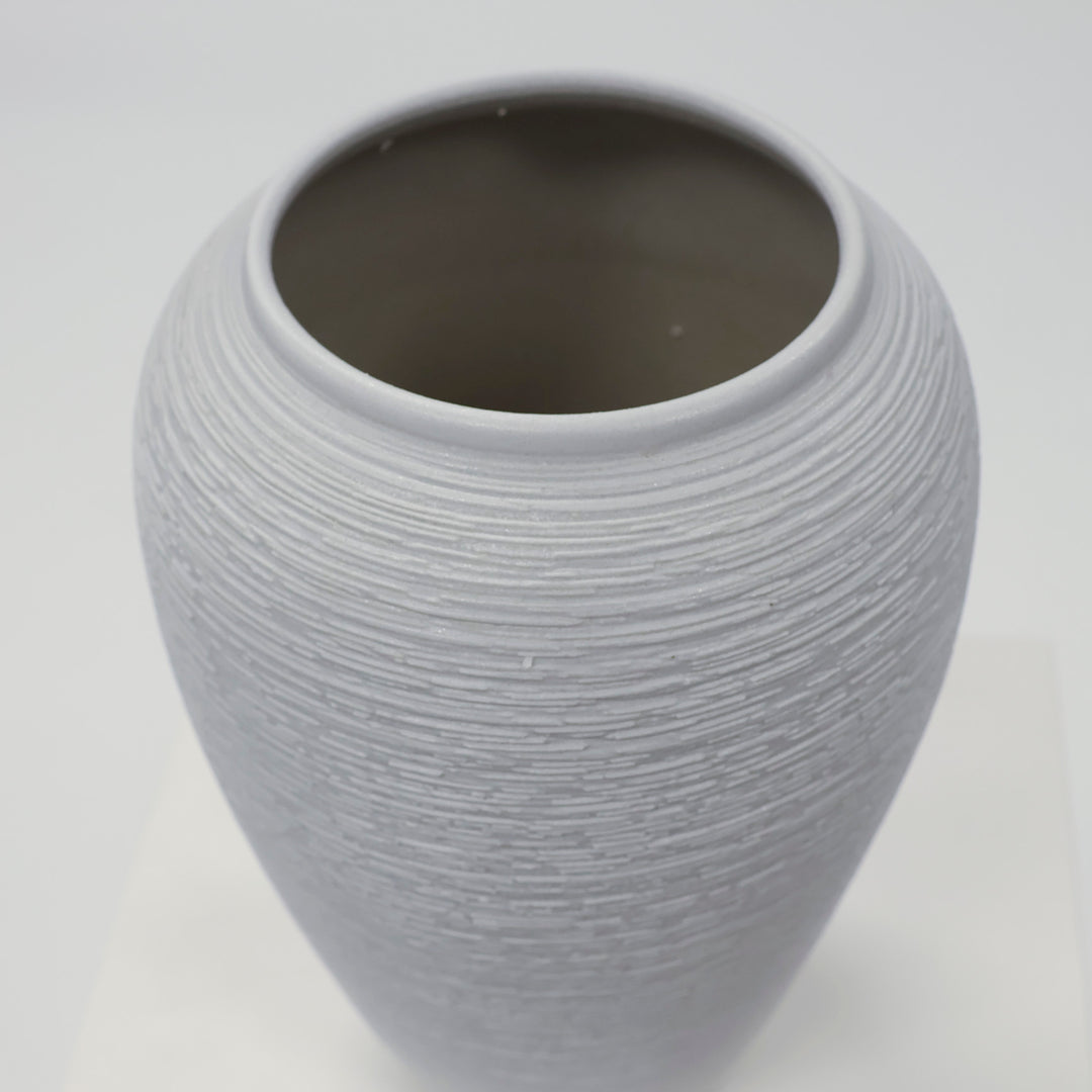 Textured Centrepiece Urn Shaped Vase - Light Grey (19x27cm)