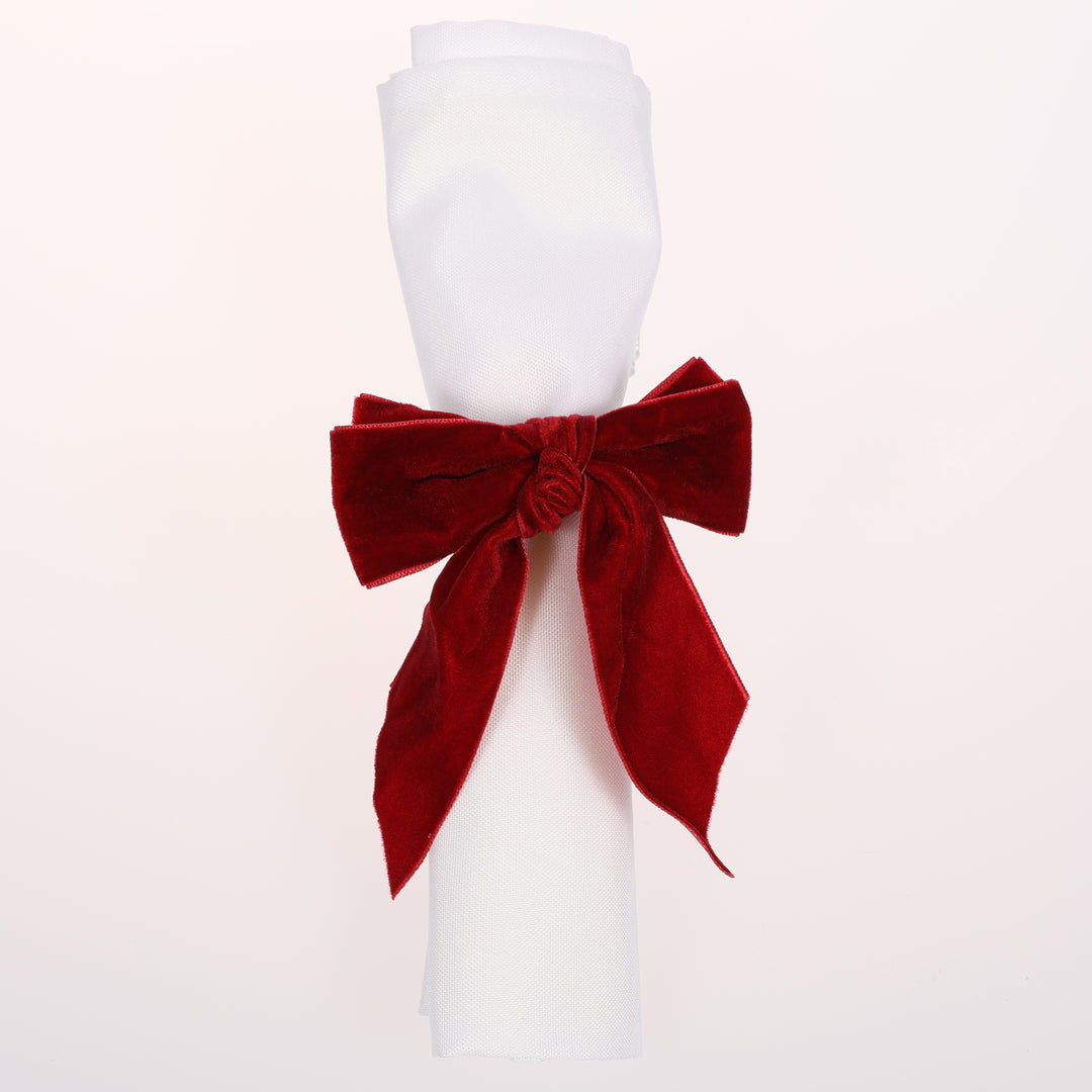 Velvet Bow Napkin Ring - Burgundy