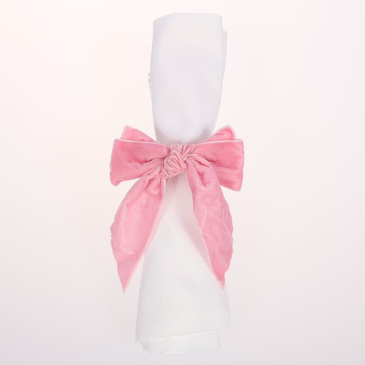 Velvet Bow Napkin Ring - Pink