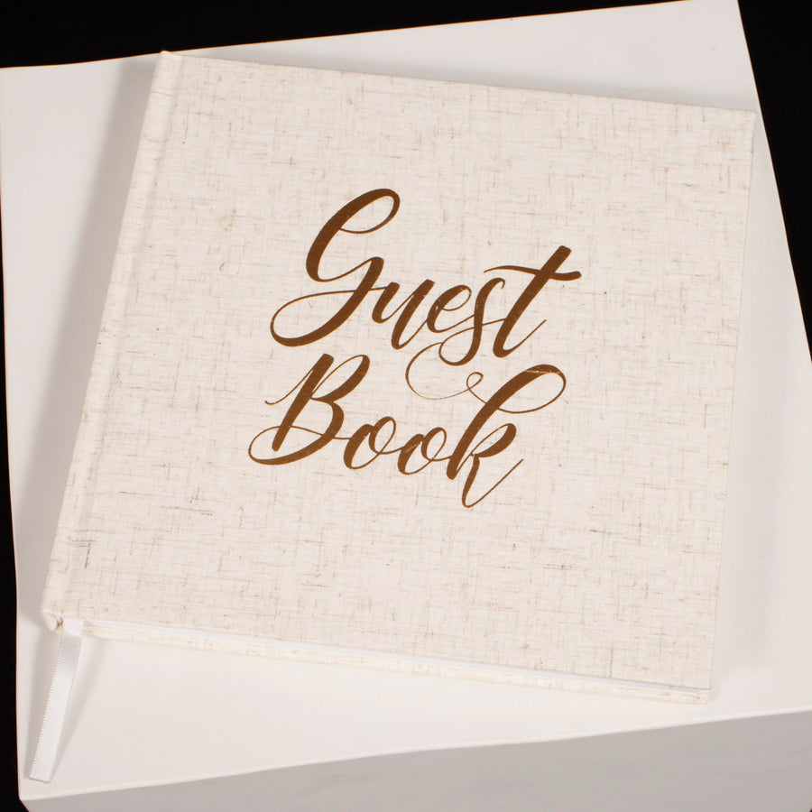 Guest Book Kit - Metallic Gold Font On Ivory Cover