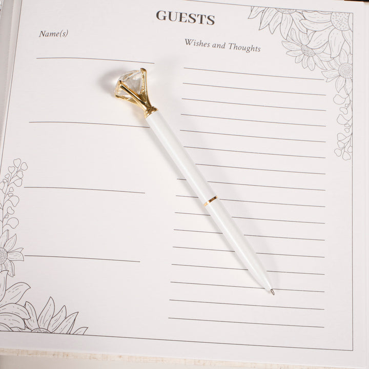 Ivory Guest Book Page and Pen