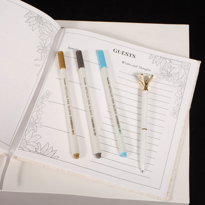 Ivory Guest Book with Pens Included in kit