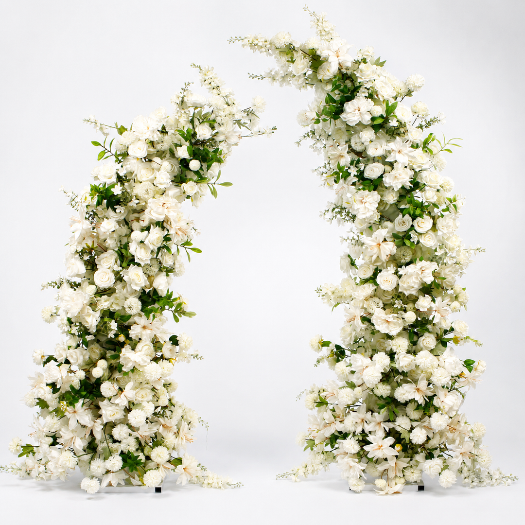 Crescent Arch Flower Panels - White (2pc) fitted to crescent arch