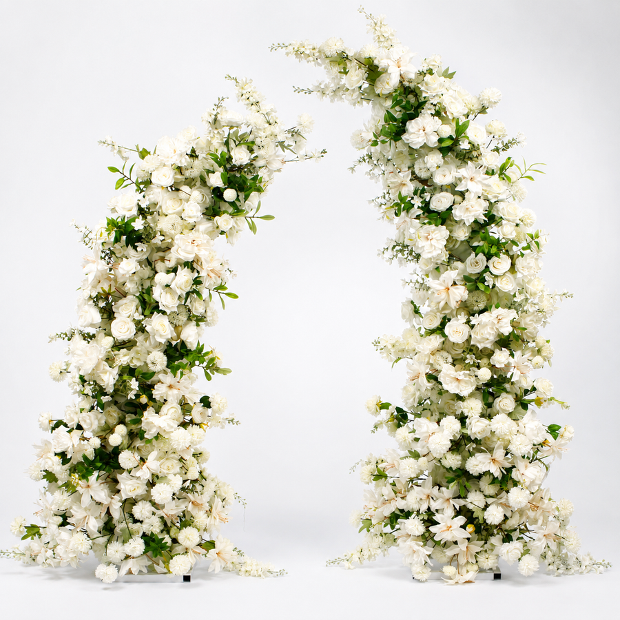 Crescent Arch Flower Frame PACKAGE - White (2pc)