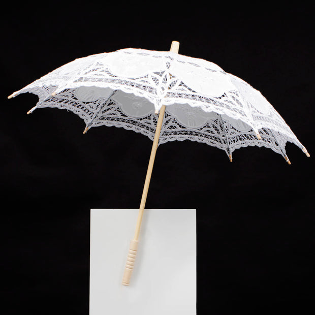 White Lace Fabric Wedding Umbrella Parasol