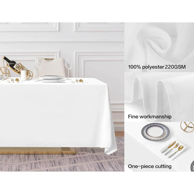 White Rectangle Tablecloth (220x330cm) - Spun Polyester workmanship