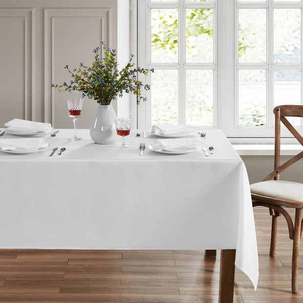 White Rectangle Tablecloth (220x390cm) table setting
