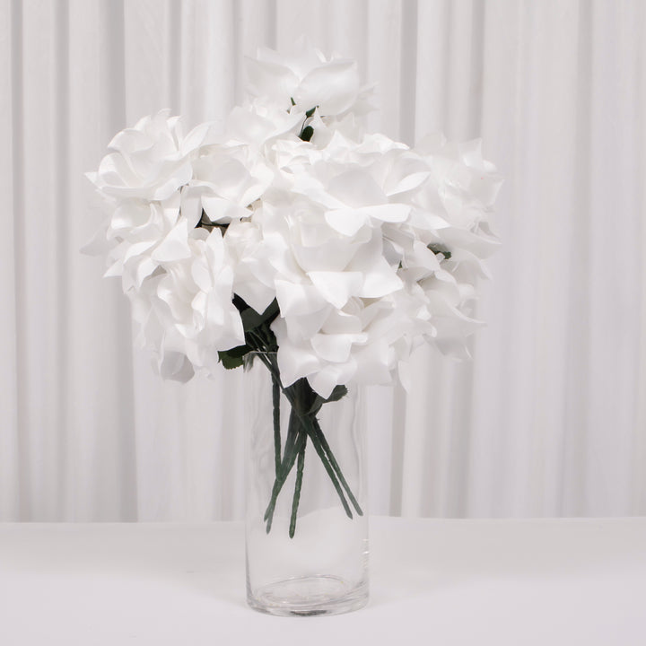 Artificial Silk Premium Rose Blossomed Bouquet - White in vase