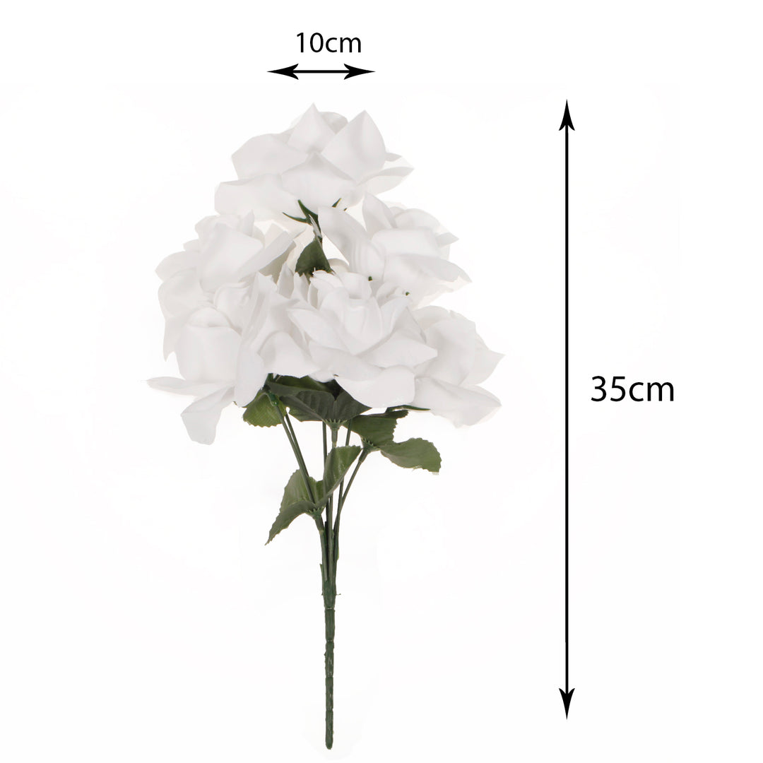 Artificial Silk Premium Rose Blossomed Bouquet - White sizing