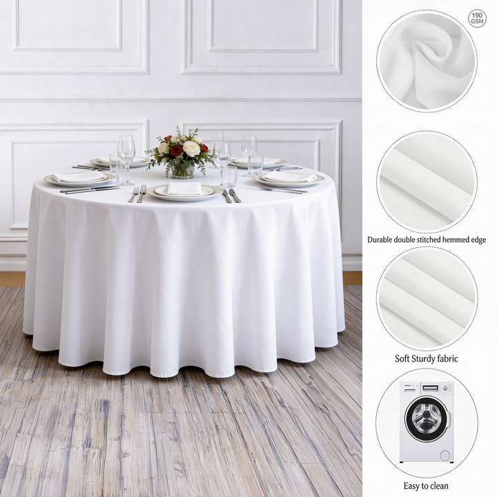 Round Tablecloth - White (150cm) Ambiance & Quality