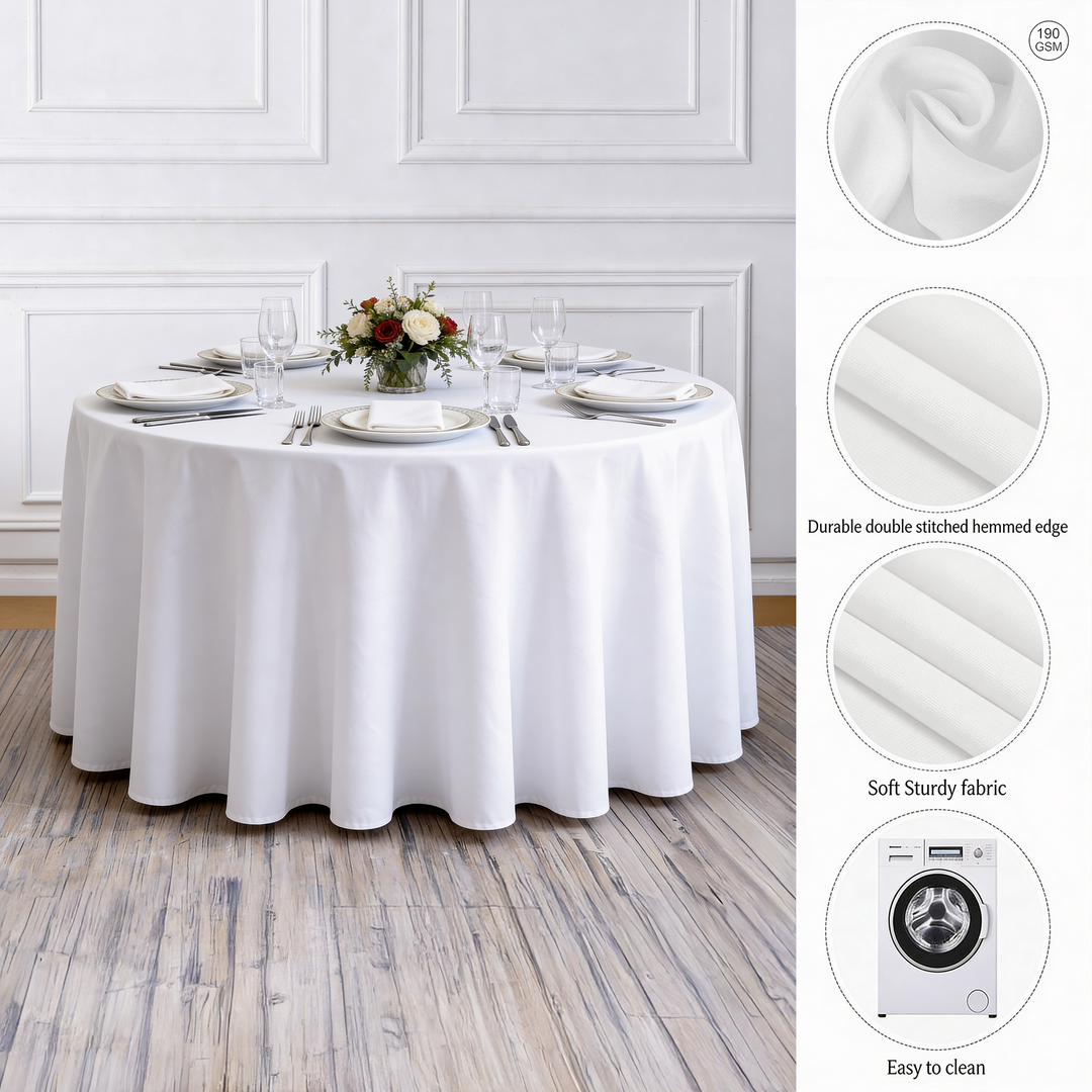 Round Tablecloth - White (300cm) Ambiance & Quality