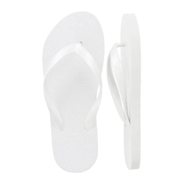 24 Pairs White Rubber Guest Thongs / Flip Flops for Beach Weddings / Events