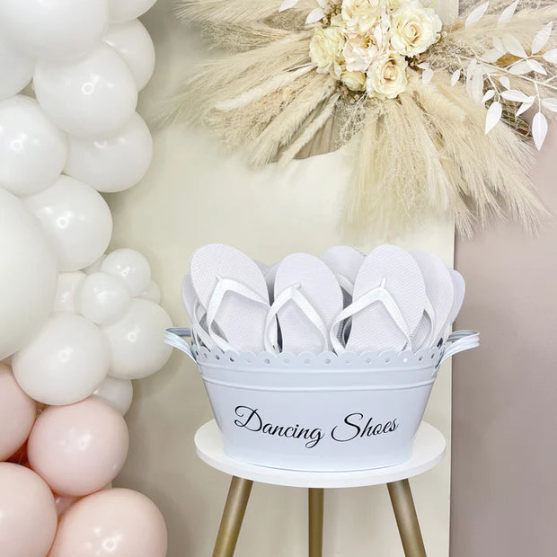 24 Pairs White Rubber Guest Thongs / Flip Flops for Beach Weddings / Events entrance