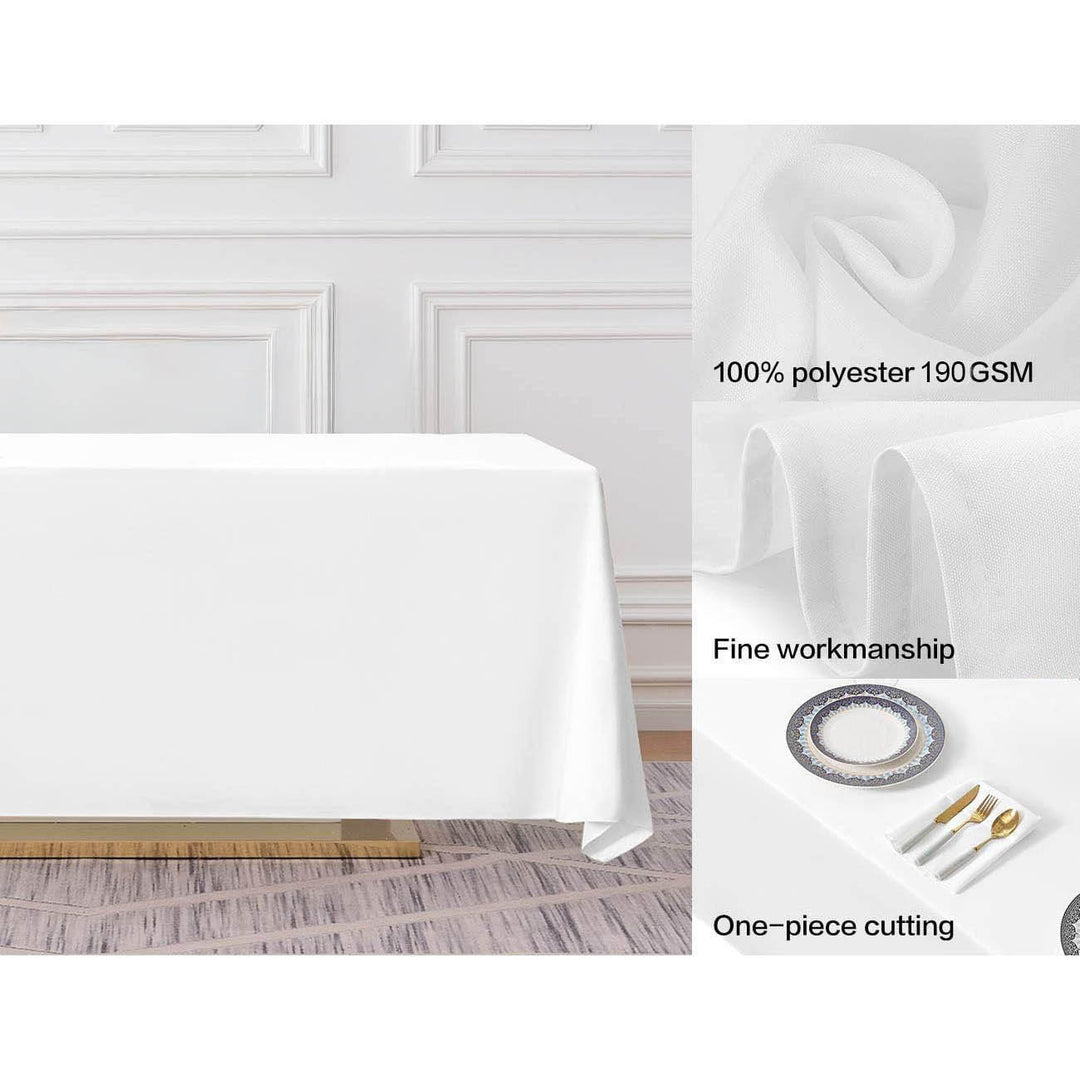 White Rectangle Polyester Tablecloth Fabric Quality 