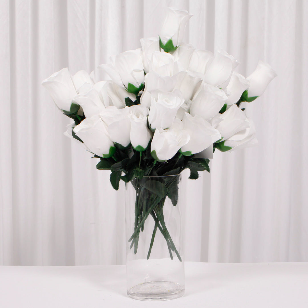 CLEARANCE Artificial Silk Premium Rose Bud Bouquet - White