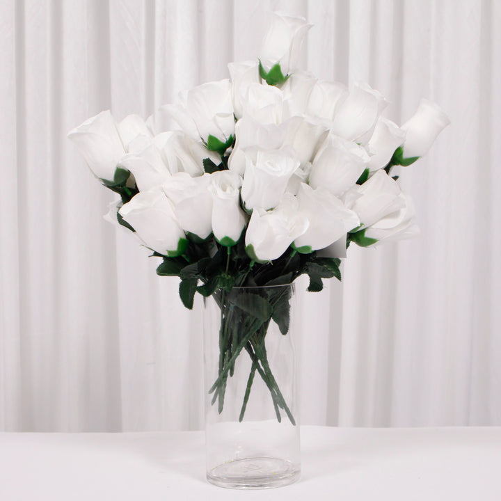 CLEARANCE Artificial Silk Premium Rose Bud Bouquet - White