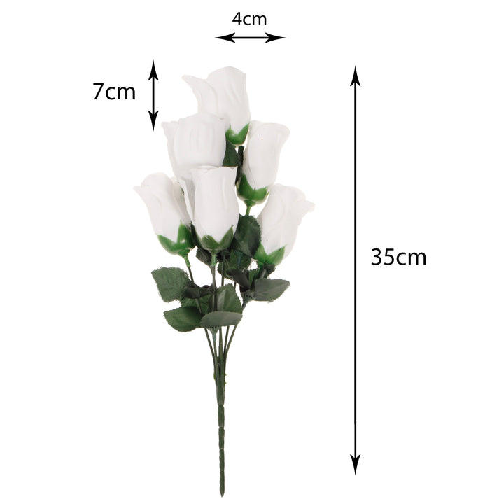 CLEARANCE Artificial Silk Premium Rose Bud Bouquet - White