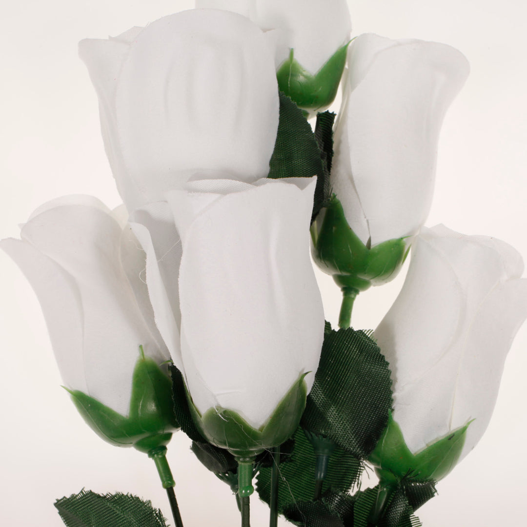 CLEARANCE Artificial Silk Premium Rose Bud Bouquet - White