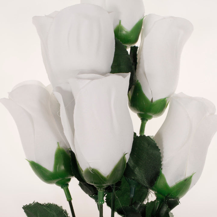 CLEARANCE Artificial Silk Premium Rose Bud Bouquet - White