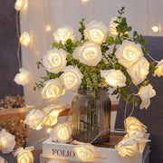 Warm White LED Roses - 20 Flower fairy lights (3m String) in setting