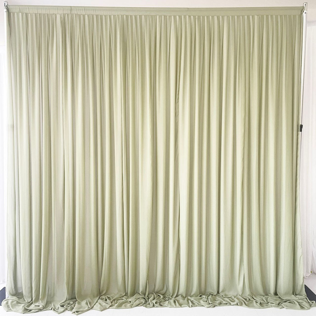 Chiffon Layered Backdrop Curtain 3mx3m - Sage & White