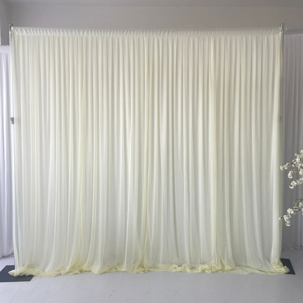 Beauty Organza Backdrop Curtain with Satin Silk Backing 3mx3m - Ivory & White