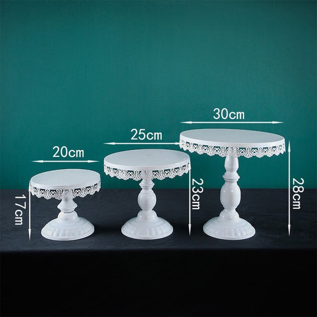 White Cake stand 3 Piece Set. 17x20cm, 25x23cm, 30x28cm sizes