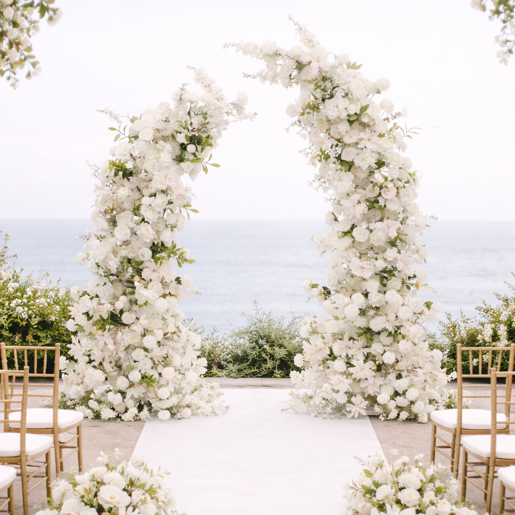 Crescent Arch Flower Frame PACKAGE - White (2pc)